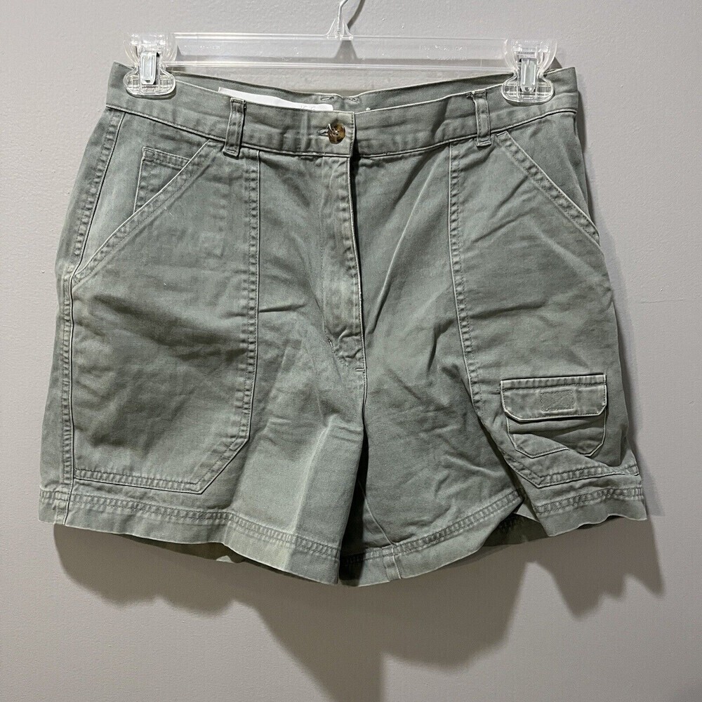Vtg Woolrich Womens Green Cargo Shorts 10 Cotton 5 In Hiking *flaw
